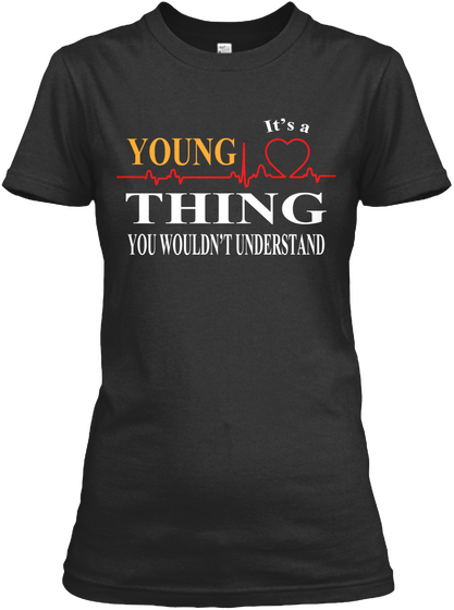 Young Heart T Shirt Black T-Shirt Front