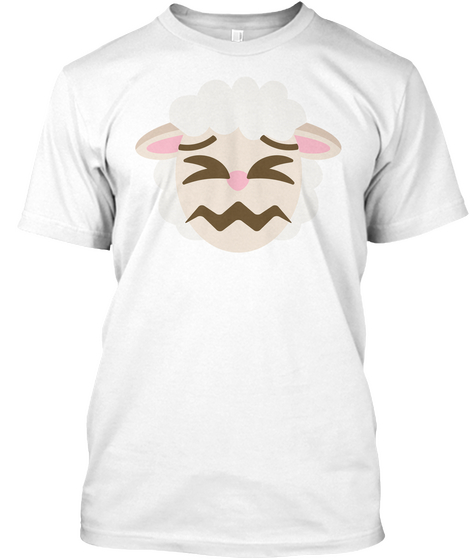 Sheep Emoji Sour Face White T-Shirt Front