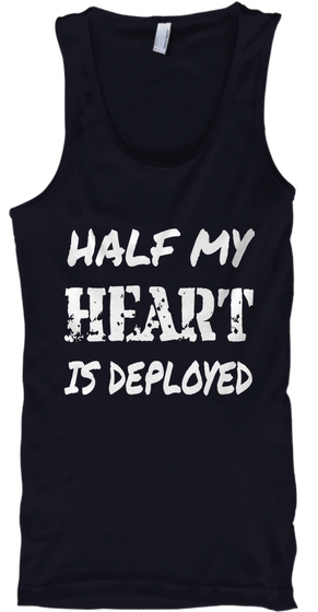 Half My Heart Is Deployed Navy T-Shirt Front