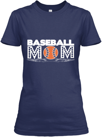 Baseball Mom Navy T-Shirt Front