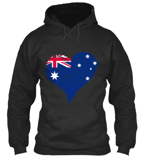 Australia Heart Jet Black áo T-Shirt Front