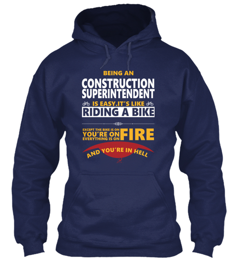 Construction Superintendent Navy T-Shirt Front