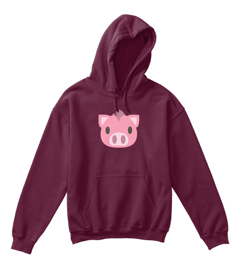 Kids Hoodie Pig Maroon T-Shirt Front