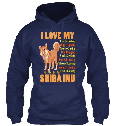 Love With My Shiba Inu Dog Navy Kaos Front