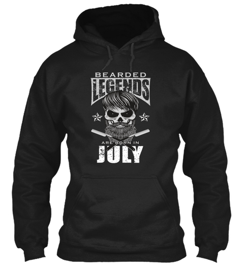 Bearded Legends Are Born In July Black T-Shirt Front