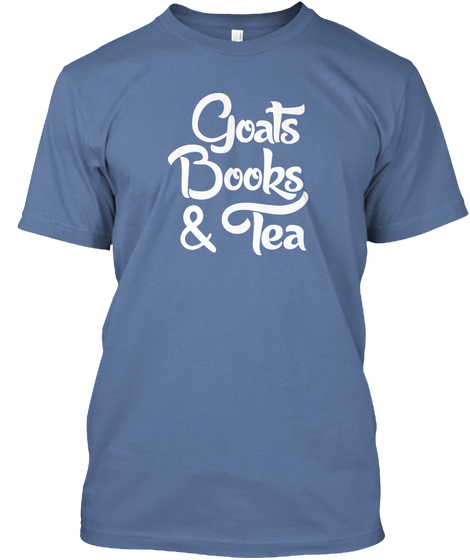 Goats Books & Tea Denim Blue T-Shirt Front