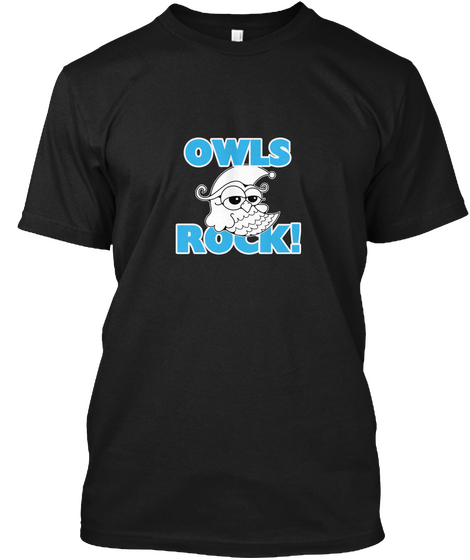 Owls Rock! Black T-Shirt Front