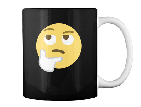 Emoji Thinking Face Coffee Mug Black áo T-Shirt Back