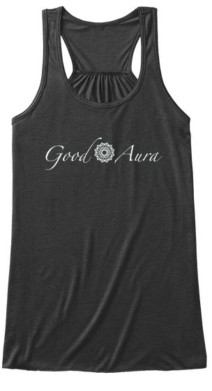 Good Aura   Anahata The Heart Tank Top Dark Grey Heather T-Shirt Front