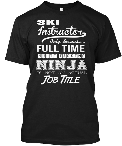 Ski Instructor Black T-Shirt Front