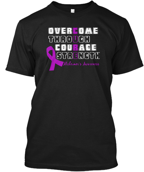 Overcome Through Courage Shirt Black T-Shirt Front