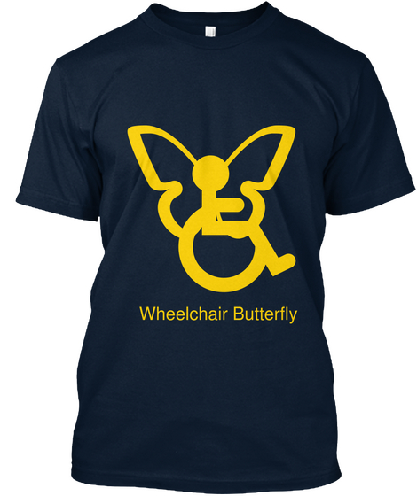 Wheelchair Butterfly New Navy T-Shirt Front