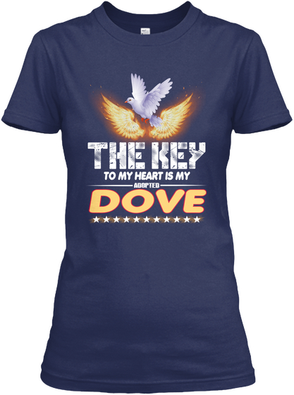 Dove Key In My Heart Navy Maglietta Front