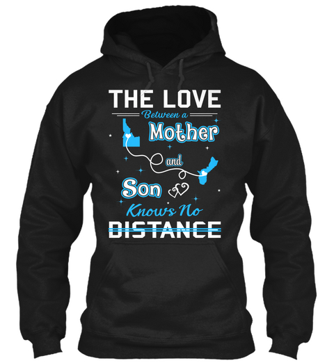 The Love Between A Mother And Son Knows No Distance. Idaho  Guam Black áo T-Shirt Front