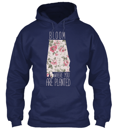 Bloom Where You Are Planted Navy Kaos Front