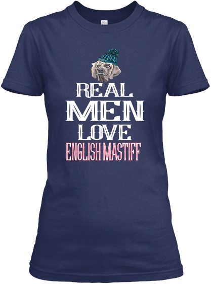 English Mastiff Breed Lover Navy Camiseta Front