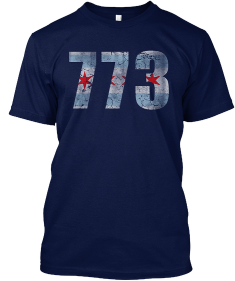 Chicago 773 Flag  Navy T-Shirt Front
