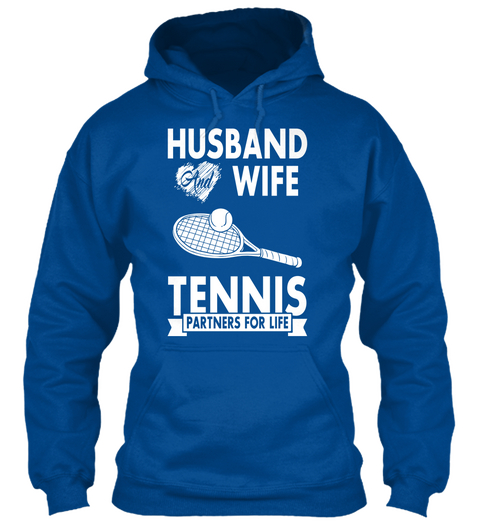 Husband Wife Tennis Partners For Life Royal T-Shirt Front