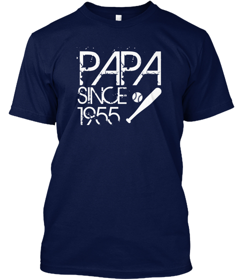Papa Since 1955 Navy T-Shirt Front