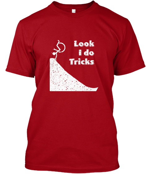 Look I Do Tricks Wheelchair Fashion Deep Red T-Shirt Front