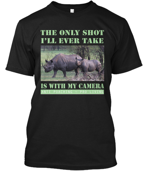 Anti Poaching ~ Rhinos Black T-Shirt Front