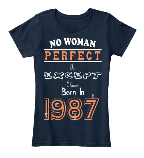 No Woman Is Perfect Except Those Born In New Navy Camiseta Front