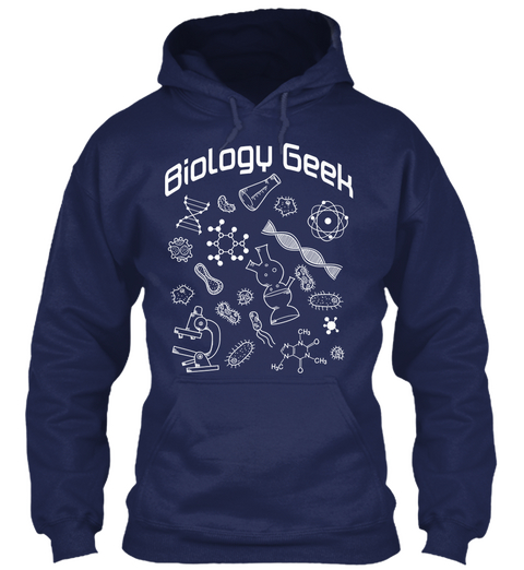 Hoodie Biology Geek Navy áo T-Shirt Front