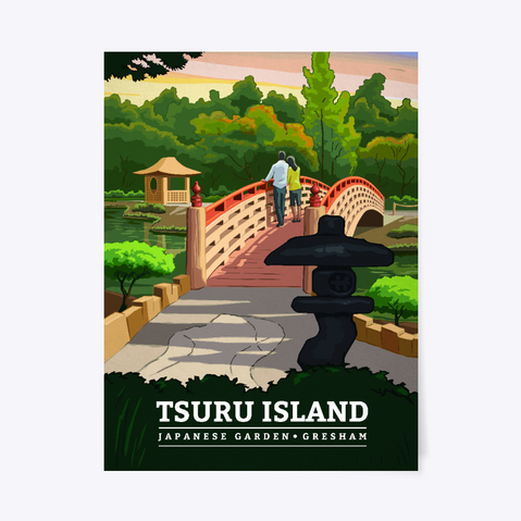Tsuru Island Japanese Garden Poster White Camiseta Front