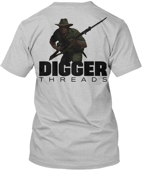 Digger Threads Light Heather Grey  T-Shirt Back