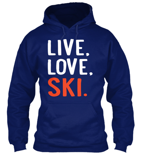 Live, Love, Ski. Oxford Navy Maglietta Front