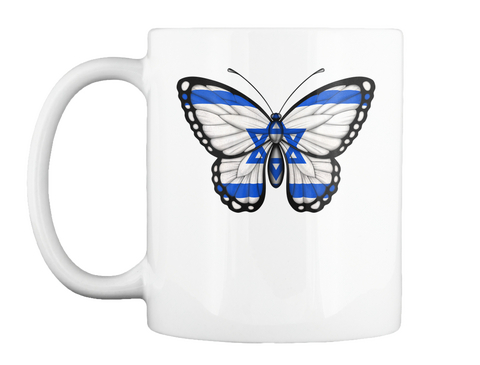 Mug   Israeli Flag Butterfly White Maglietta Front