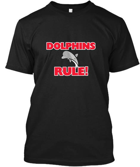 Dolphins Rule! Black áo T-Shirt Front