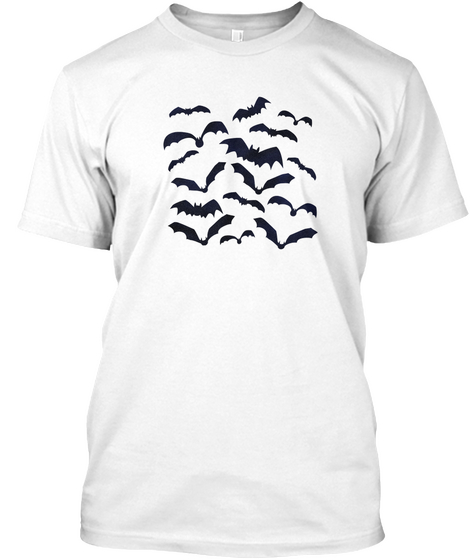 Bats Flying In The Night Sky White T-Shirt Front
