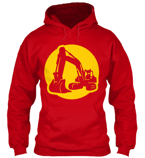 Excavator Hoodie Red T-Shirt Front