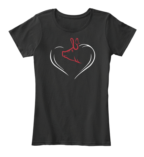 Heart Pig   Shirt Black áo T-Shirt Front
