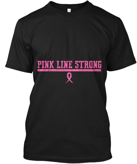 Pink Line Strong Black áo T-Shirt Front