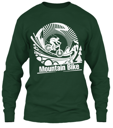 Mountain Bike   Long Sleeve Lover Forest Green áo T-Shirt Front