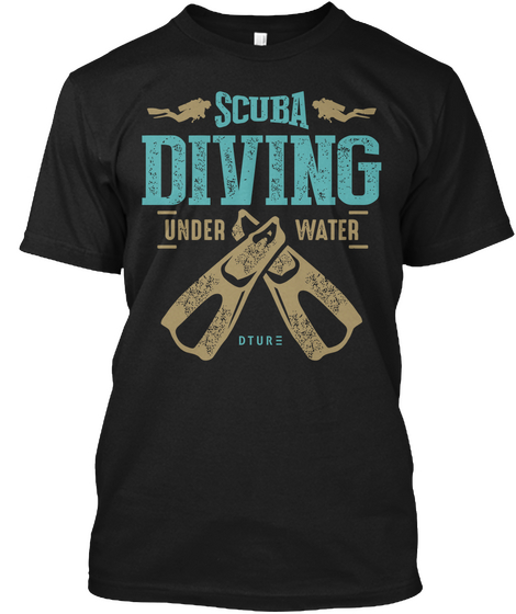 Scuba Diving Under Water Dture Black T-Shirt Front
