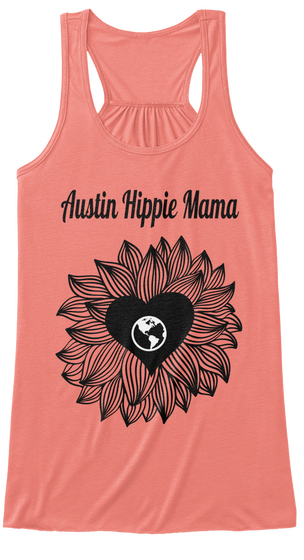 Austin Hippie Mama Coral T-Shirt Front
