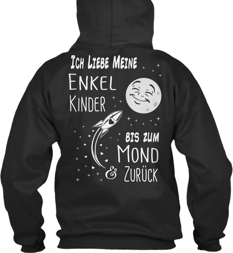 Ich Liebe Meine Enkel Kinder Bis Zum Mond Zurück Jet Black T-Shirt Back