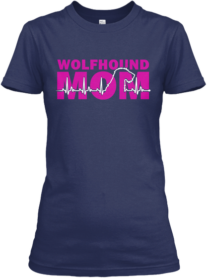 Wolfhound Mom Navy Camiseta Front
