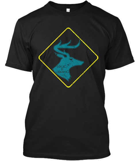 The Real Teal Deer Black T-Shirt Front