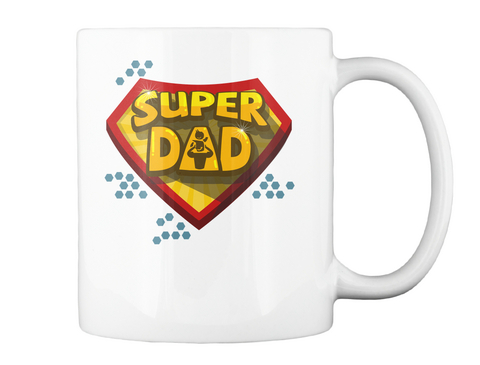 Mugs For Super Dad White T-Shirt Back