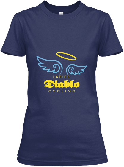 Ladies Diablo Cycling Navy T-Shirt Front
