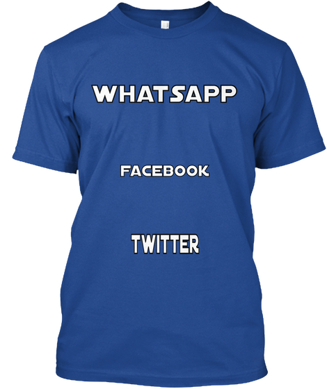 Whatsapp Facebook Twitter Deep Royal T-Shirt Front
