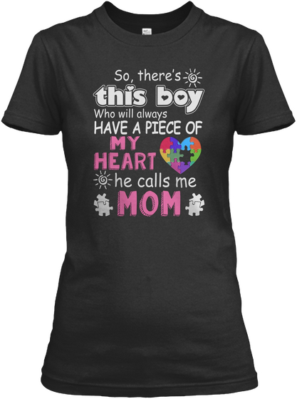 Autism Mom Shirt Black T-Shirt Front