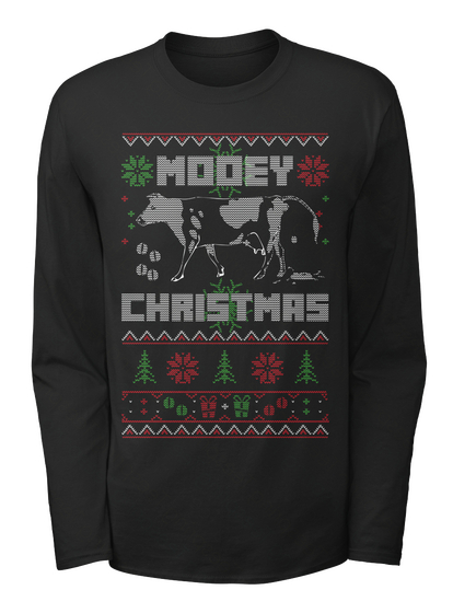 Mooey Christmas Black T-Shirt Front