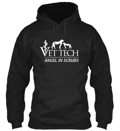 Vet Tech Angel In Scrubs Black Kaos Front