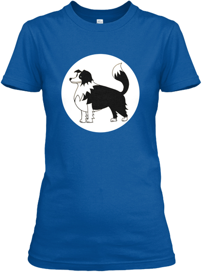 Border Collie Tee, Royal Blue, Ladies Royal Camiseta Front