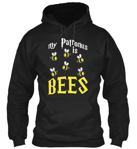 My Patronus Is Bees Black T-Shirt Front